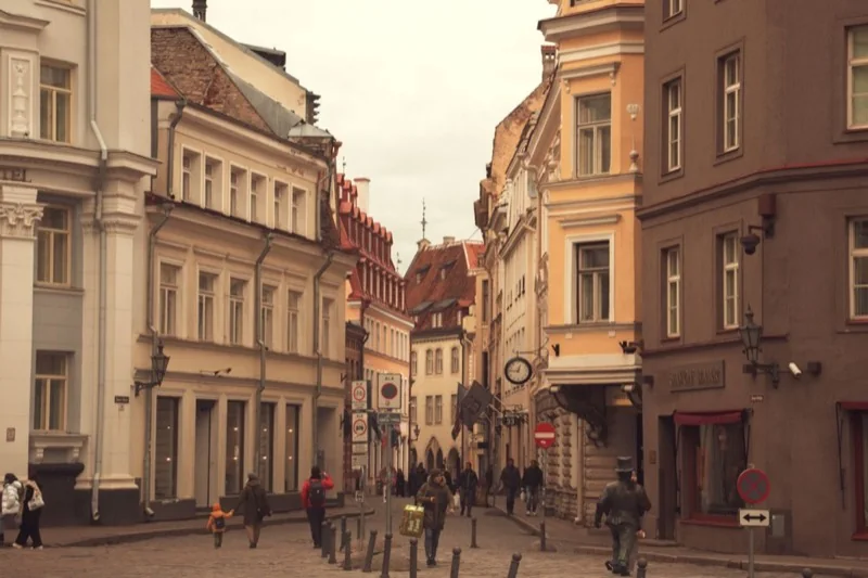 charming street in tallinn s historic old town — illustrative editorial photography, not a verified location