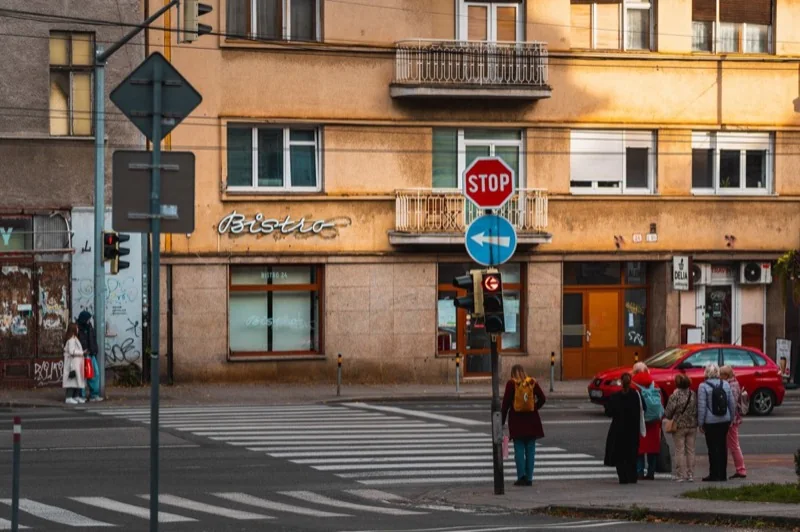 charming street scene in autumn bratislava — illustrative editorial photography, not a verified location